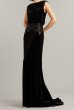 画像1: Tadashi Shoji タダシショージ 　DUNSTAN BACK DRAPE VELVET GOWN  ブラック (1)