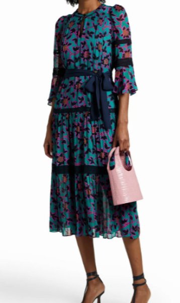 画像1: Diane von Furstenberg　ダイアンフォンファステンバーグ　Julia crochet-trimmed tiered dress (1)