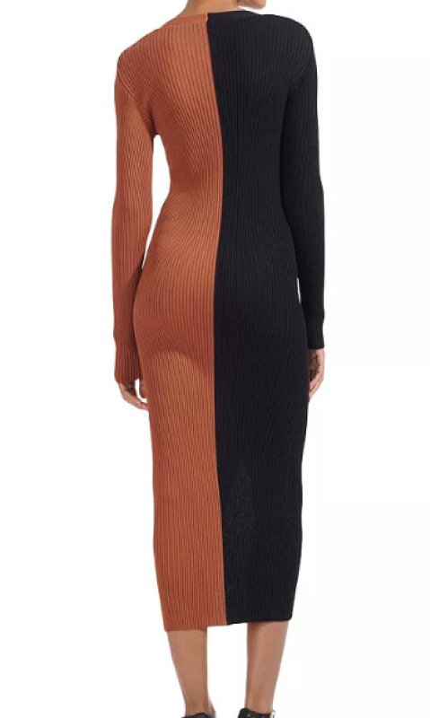 画像2: 【テレビ使用】STAUD スタウド　Shoko Sweater Midi Dress   ブラウン、ブラック系 (2)