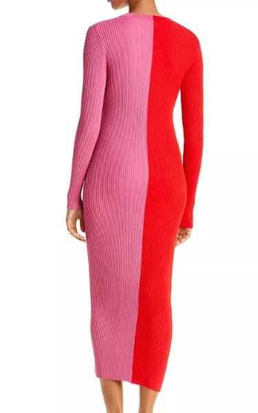 画像2: 【テレビ使用】STAUD スタウド Shoko Sweater Midi Dress   ピンク、レッド系  20704 (2)