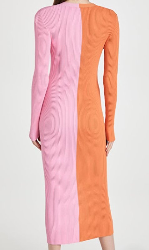 画像2: 【Amy Robach他セレブ多数愛用】STAUD スタウド　Shoko Sweater Midi Dress   ピンク、オレンジ系 (2)