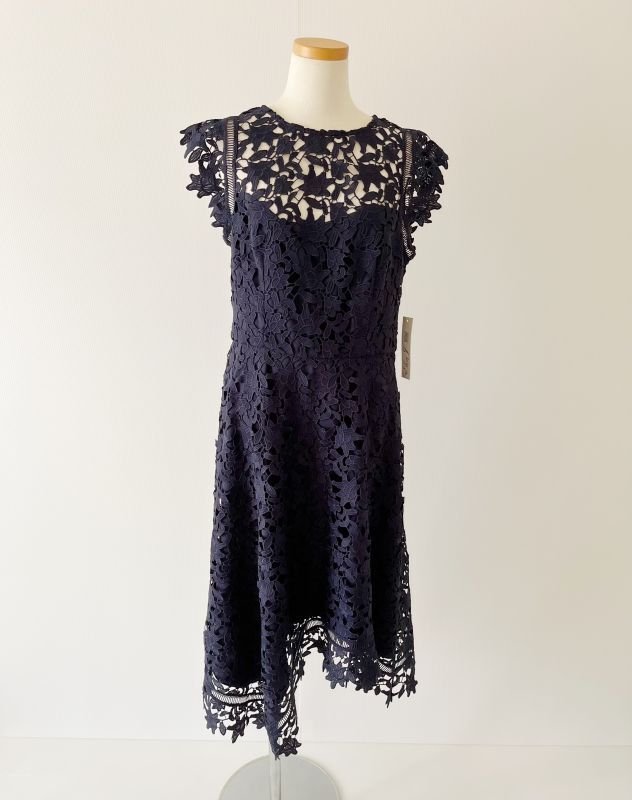 画像5: セール！【Alexis Gaube着用】Eliza J  イライザジェイ 　レースアシンメトリックドレス   ネイビー  41902 (5)