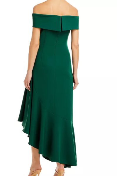 画像2: Eliza J   イライザジェイ オフショルダーアシンメトリックドレス グリーン (2)
