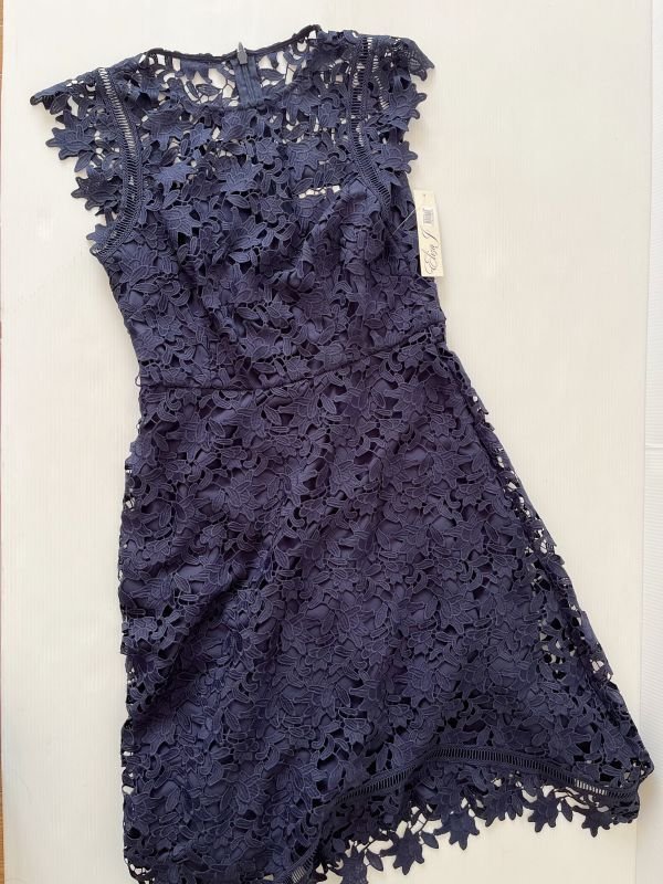 画像8: セール！【Alexis Gaube着用】Eliza J  イライザジェイ 　レースアシンメトリックドレス   ネイビー  41902 (8)