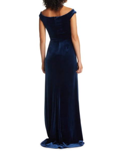 画像2: Tadashi Shoji タダシショージ  LATIECA VELVET FLOUNCE GOWN ネイビー系 (2)