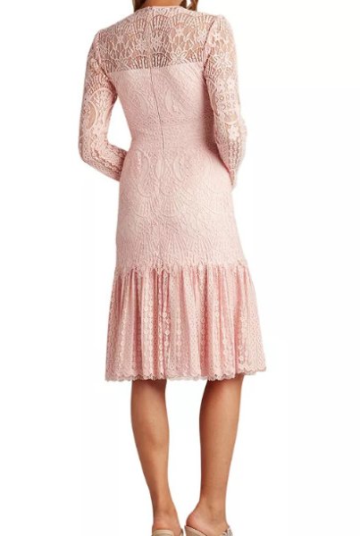 画像2: セール!Tadashi Shoji タダシショージ   BARRON LONG-SLEEVE LACE DRESS ピンク系 (2)