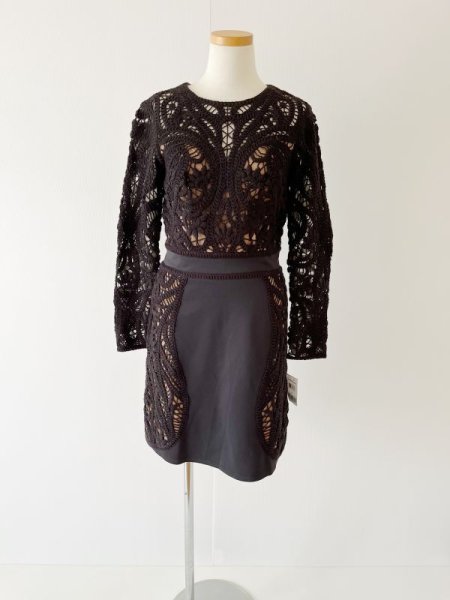 画像5: 1点のみ即発!Tadashi Shoji  タダシショージ Crochet & Neoprene Dress ブラック (5)
