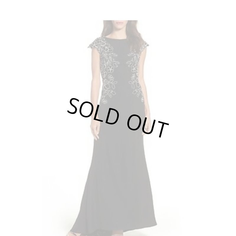 画像1: Tadashi Shoji タダシショージ　Mino Lace Gown ブラック (1)