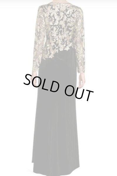 画像2: Tadashi Shoji  パーティードレス   Sequin Lace Floral Embroidered Gown ブラック (2)