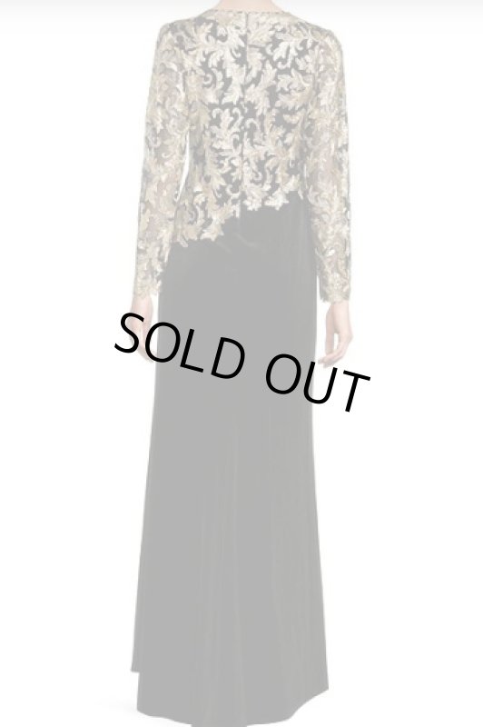 画像2: Tadashi Shoji  パーティードレス　  Sequin Lace Floral Embroidered Gown ブラック (2)