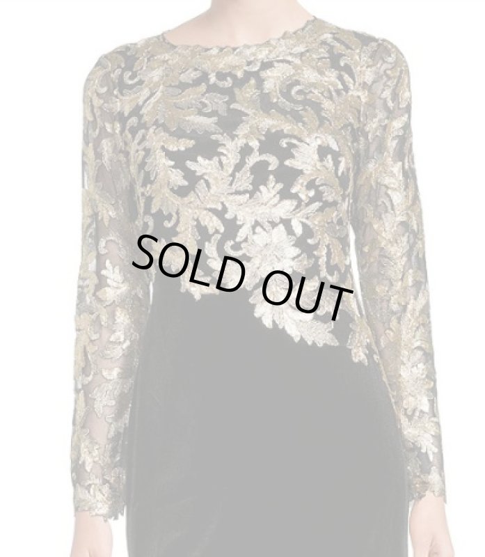 画像3: Tadashi Shoji  パーティードレス　  Sequin Lace Floral Embroidered Gown ブラック (3)