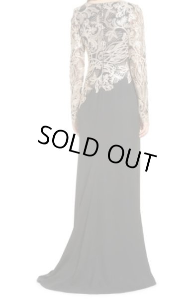 画像3: Tadashi Shoji タダシショージ  スパンコールトップロングスリーブドレス ブラック、ゴールド系 (3)