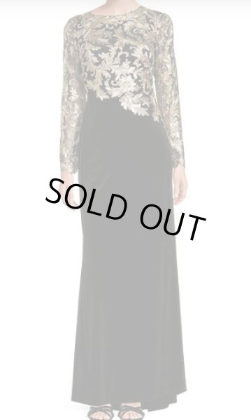 画像1: Tadashi Shoji  パーティードレス　  Sequin Lace Floral Embroidered Gown ブラック (1)