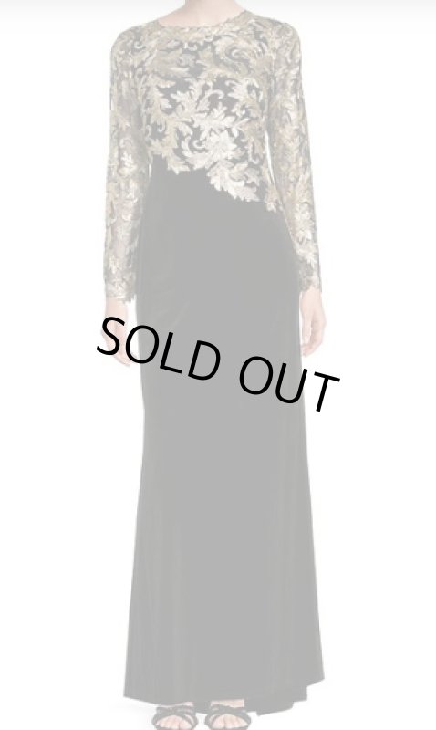 画像1: Tadashi Shoji  パーティードレス　  Sequin Lace Floral Embroidered Gown ブラック (1)