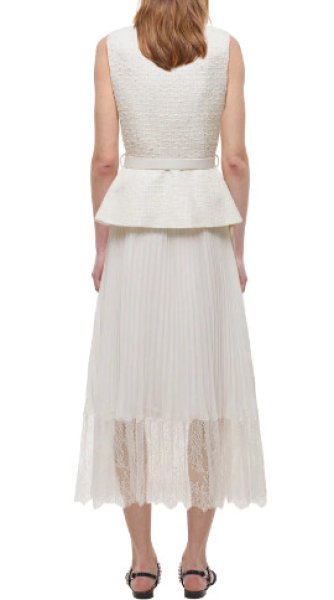 画像2: セール!【マデレーン王女ご愛用】Self Portrait セルフポートレート Sleeveless Tailored Boucle and Chiffon Midi Dress アイボリー  12223 (2)