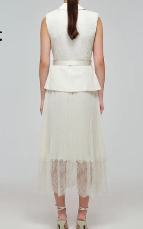 画像2: セール！Self Portrait　セルフポートレート　Sleeveless Corded Lace Tailored Midi Dress　アイボリー (2)