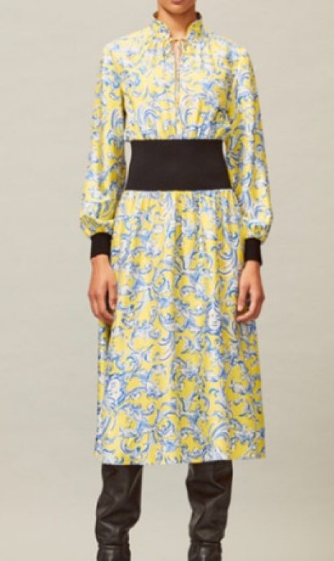 画像1: セール！【戸田恵梨香さん着用】Tory Burch トリーバーチ　rib waist dress  Yellow Swirl  12023 (1)