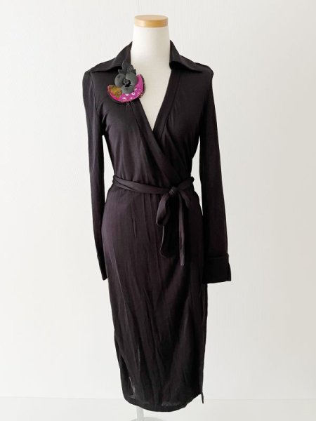 画像4: 即発!Diane von Furstenberg ダイアンフォンファステンバーグ midi ピン付きラップドレス  10301 (4)