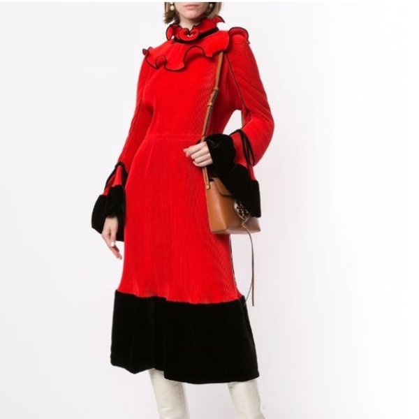 画像2: セール!【森泉さん、クリスティンベル着用】Tory Burch トリーバーチ convertible pleated ruffled midi dress (2)
