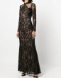 画像1: セール！Tadashi Shoji タダシショージ  applique detail  long sleeve gown 　ブラック (1)