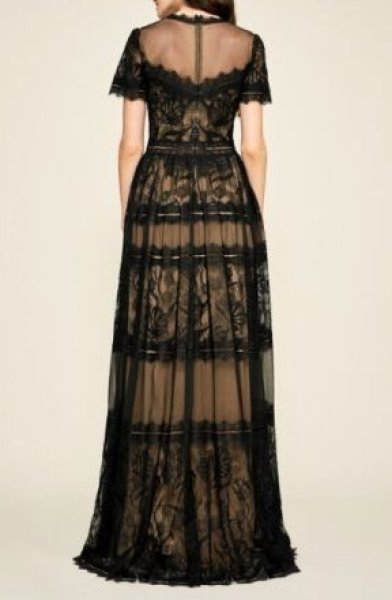 画像2: Tadashi Shoji タダシショージ   camilla Lace Gown ブラック (2)