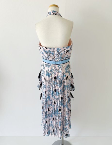 画像6: 【TWICE ツウィ着用】Self Portrait セルフポートレート Cross-Front Pleated Floral Halter Dress  5101 (6)