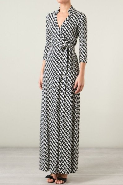 画像1: 【ミランダカー愛用】Diane von Furstenberg 　Abigail Maxi Wrap Dress  CHAIN LINK (1)