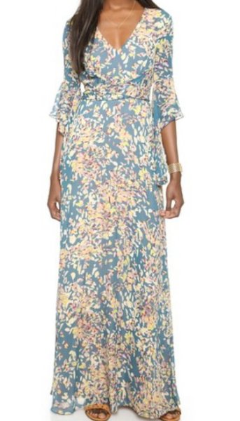 画像1: 【Christina Hendricks愛用】BCBGMAXAZRIA　　Long Sleeve Floral Dress  (1)