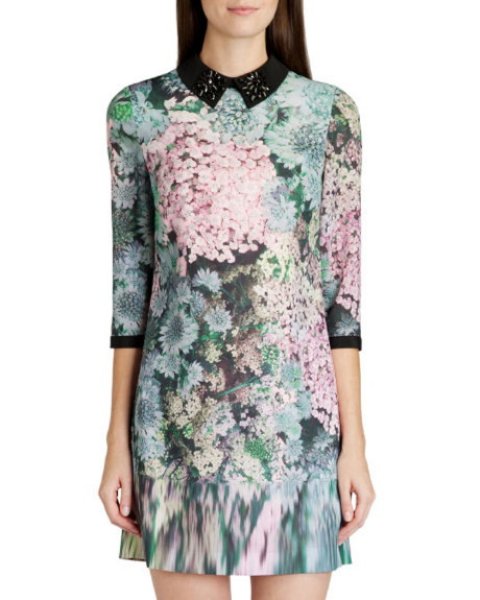 画像1: 【Katherine McNamara愛用】Ted Baker　　 Jacen Glitch Floral Print Tunic Dress (1)