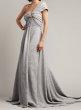 画像1: 【のんさんご着用】Tadashi Shoji タダシショージ  LUCETTE DRAPED EMPIRE GOWN　シルバー系 (1)