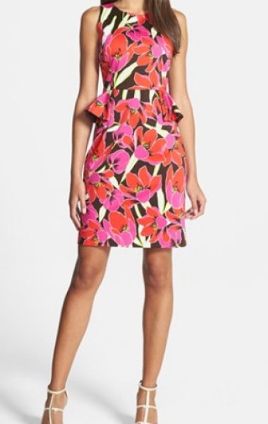 画像1: 【Ariel Winter愛用】Kate Spade New York 　　tropical print peplum dress (1)