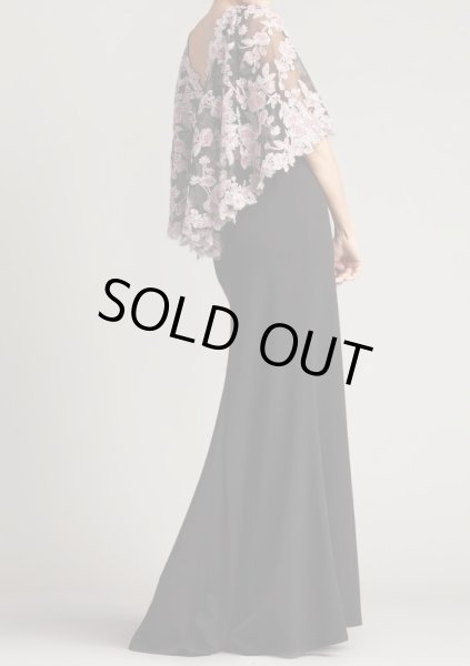 画像2: 再販売セール!Tadashi Shoji  タダシショージ  REYNEK FLUTTER SLEEVE GOWN ブラック系  12067 (2)