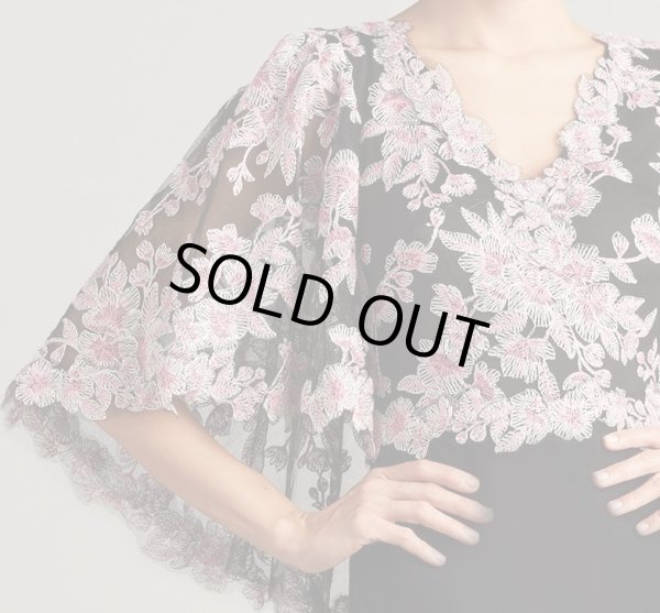 画像3: 再販売セール!Tadashi Shoji  タダシショージ  REYNEK FLUTTER SLEEVE GOWN ブラック系  12067 (3)