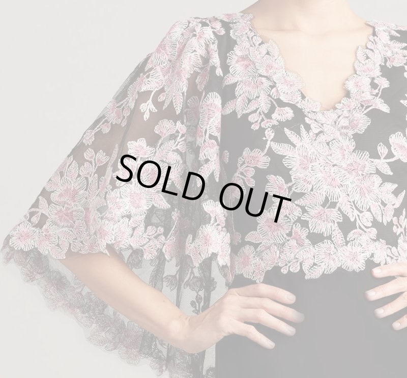 画像3: 再販売セール！Tadashi Shoji  タダシショージ 　REYNEK FLUTTER SLEEVE GOWN　ブラック系  12067 (3)