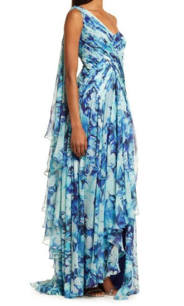 画像3: セール!Tadashi Shoji  タダシショージ    JOSEPHINE CAPE SLEEVE CHIFFON GOWN ブルー系 (3)