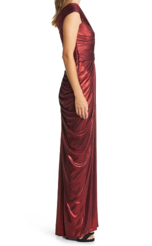 画像3: Tadashi Shoji タダシショージ  ELLERY DRAPED METALLIC JERSEY GOWN　レッド系  12055 (3)