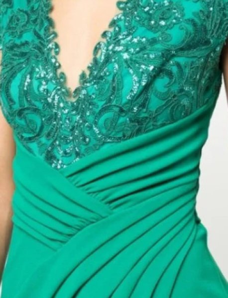 画像3: セール!【ハイヒール リンゴさん着用】Tadashi Shoji タダシショージ  PERCY Sequin Bodice Crepe Gown グリーン系 (3)