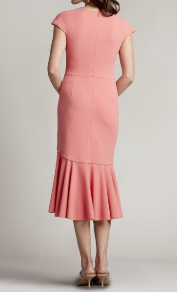 画像2: セール!Tadashi Shoji  タダシショージ   SENARA   V-Neck Cascading Ruffle Dress ピンク (2)