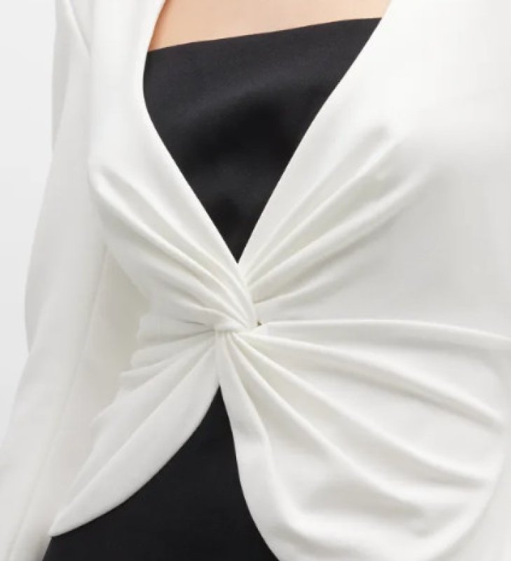 画像3: Tadashi Shoji  タダシショージ   Twist-Front Two-Tone Jacket Gown ブラック、アイボリー (3)