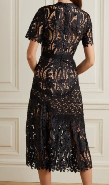 画像2: 【パリスヒルトン愛用】Self Portrait セルフポートレート Prairie lace midi dress ブラック  51601 (2)