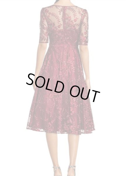 画像2: Eliza J  イライザジェイ  Embroidered Boat Neck Dress レッド (2)