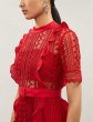 画像3: 【広瀬アリスさん着用】Self Portrait　セルフポートレート　Short Sleeve Geometric Lace Midi Dress　レッド (3)