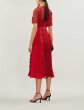 画像2: 【広瀬アリスさん着用】Self Portrait　セルフポートレート　Short Sleeve Geometric Lace Midi Dress　レッド (2)