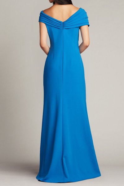 画像2: 限定セール!Tadashi Shoji タダシショージ   DANYA DRAPED CREPE GOWN ブルー系 (2)