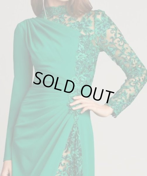 画像3: セール!Tadashi Shoji タダシショージ   PETRA DRAPED ILLUSION GOWN グリーン系 (3)