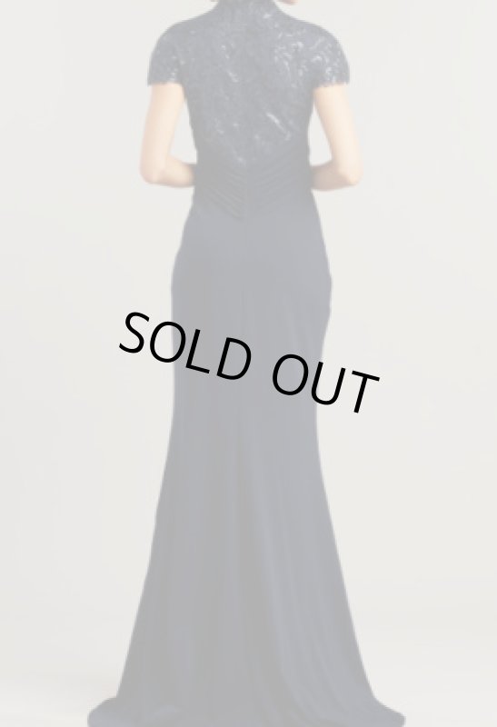 画像3: セール！【ハイヒール リンゴさん着用】Tadashi Shoji タダシショージ  PERCY Sequin Bodice Crepe Gown ネイビー系 (3)