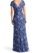 画像2: 限定セール！Tadashi Shoji  タダシショージ  ORAN EMBROIDERED TULLE GOWN ブルー、ネイビー系 (2)