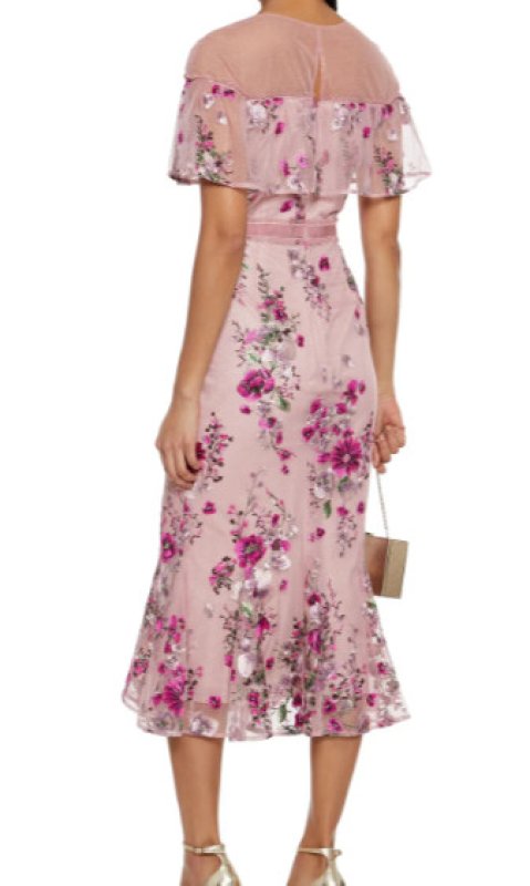 画像2:  セール！Marchesa Notte マルケッサノッテ　花柄刺繍ケープ風ドレス  10231 (2)