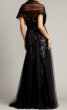 画像2: 限定セール！Tadashi Shoji  タダシショージ　LAVERNE TULLE OVERLAY EMBROIDERED GOWN  ネイビー、ブラック系 (2)