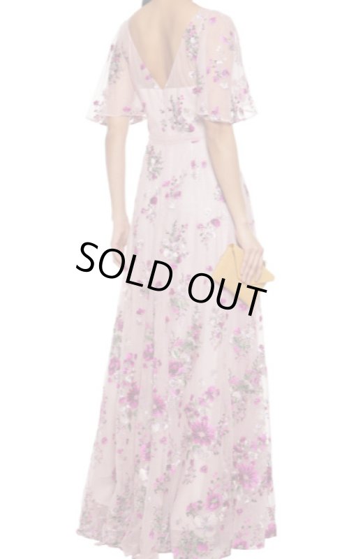 画像2:  セール！Marchesa Notte マルケッサノッテ　花柄刺繍チュールロングドレス　 (2)